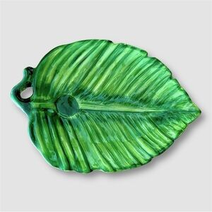 Centrum Aloha Collection Hand-Painted Ceramic Leaf Serving & Decorative Platter